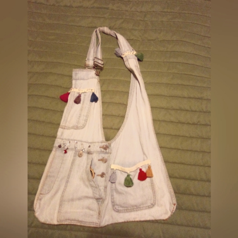 Handmade Gap overalls bohemian hobo bag